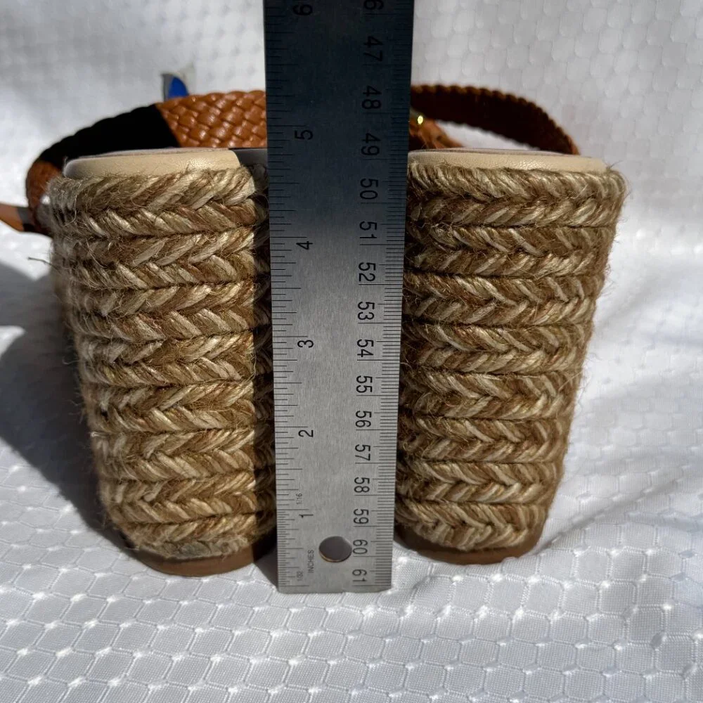 Stuart Weitzman Multicolor Woven Leather Wedge Ankle Strap‎ Sandals Size 8